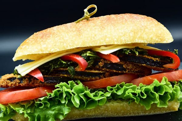 the grilled veggie eggplant sandwich